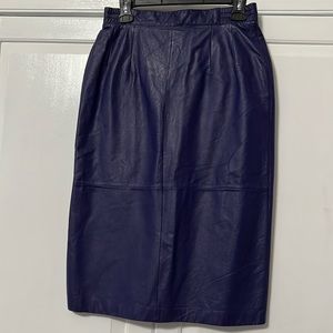 Diversity Purple Genuine Leather Pencil Skirt